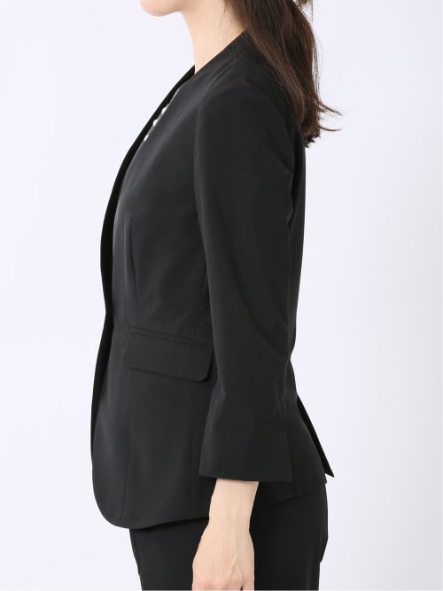 ウェザークロス カラーレス 7分袖ジャケット 黒(セットアップ可能)