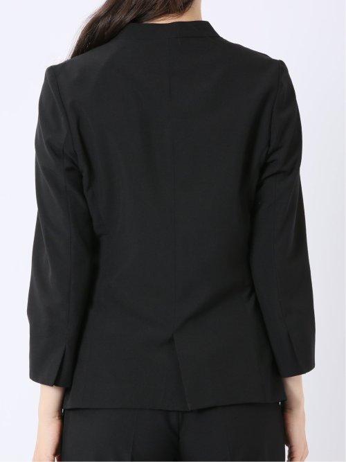 ウェザークロス カラーレス 7分袖ジャケット 黒(セットアップ可能)