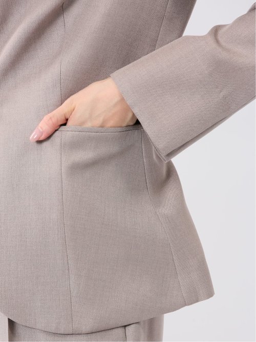 ストレッチウォッシャブル 1ボタン カラーレスジャケット ベージュ(セットアップ可能)