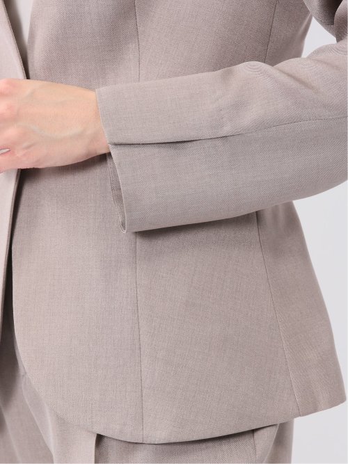 ストレッチウォッシャブル 1ボタン カラーレスジャケット ベージュ(セットアップ可能)