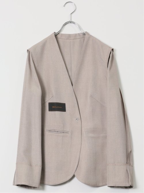 ストレッチウォッシャブル 1ボタン カラーレスジャケット ベージュ(セットアップ可能)