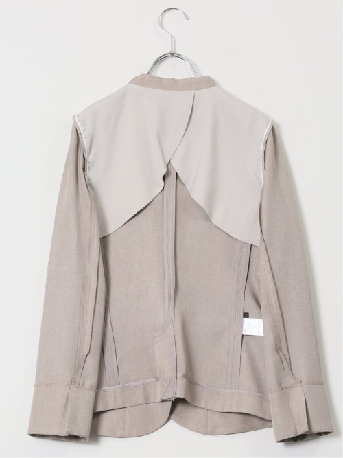 ストレッチウォッシャブル 1ボタン カラーレスジャケット ベージュ(セットアップ可能)