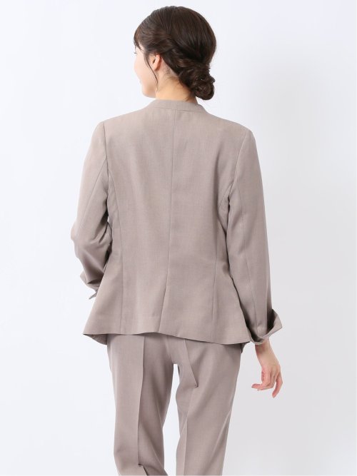 ストレッチウォッシャブル 1ボタン カラーレスジャケット ベージュ(セットアップ可能)