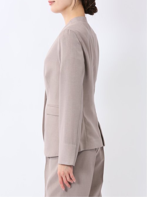 ストレッチウォッシャブル 1ボタン カラーレスジャケット ベージュ(セットアップ可能)