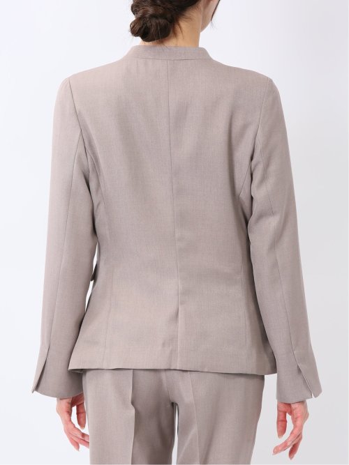 ストレッチウォッシャブル 1ボタン カラーレスジャケット ベージュ(セットアップ可能)