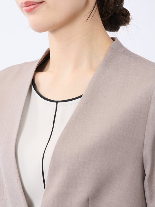 ストレッチウォッシャブル 1ボタン カラーレスジャケット ベージュ(セットアップ可能)