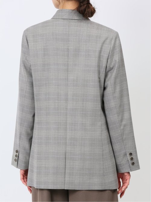 ストレッチウォッシャブル グレンチェック柄 ダブルジャケット(セットアップ可能)