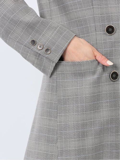 ストレッチウォッシャブル グレンチェック柄 ダブルジャケット(セットアップ可能)