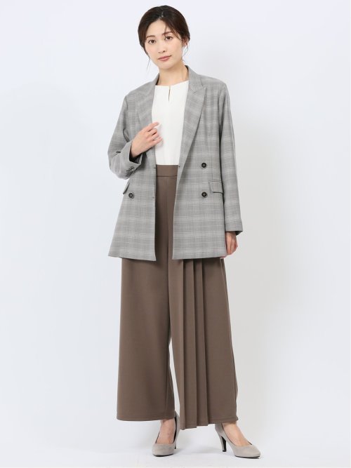 ストレッチウォッシャブル グレンチェック柄 ダブルジャケット(セットアップ可能)