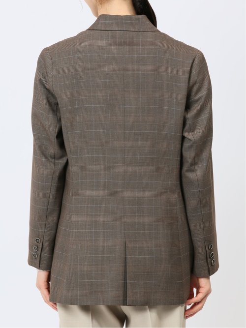 ストレッチウォッシャブル グレンチェック柄 ダブルジャケット(セットアップ可能)