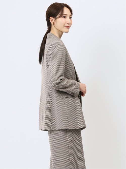 ストレッチウォッシャブル ガンクラブチェック柄 ダブルジャケット(セットアップ可能)