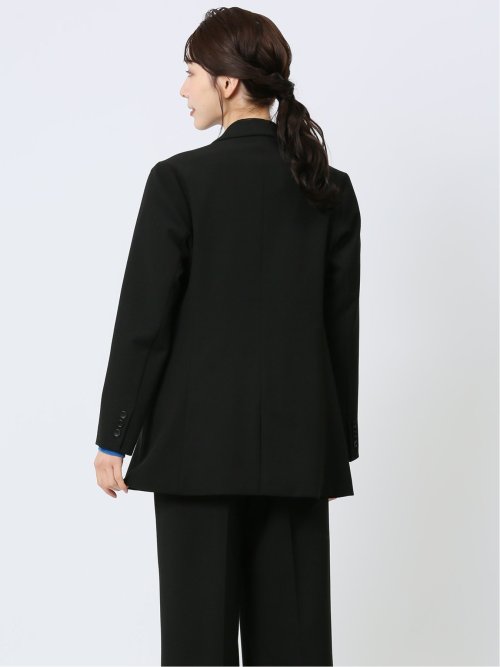 ストレッチウォッシャブル 黒無地ダブルジャケット(セットアップ可能)