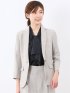 ストレッチ ウォッシャブル 1ボタン 7分袖 ジャケット ライトグレー(セットアップ可能)
