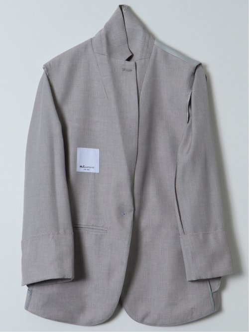 ストレッチ ウォッシャブル 1ボタン 7分袖 ジャケット ライトグレー(セットアップ可能)