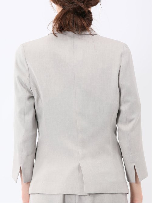 ストレッチ ウォッシャブル 1ボタン 7分袖 ジャケット ライトグレー(セットアップ可能)