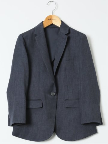 ストレッチ ウォッシャブル 1ボタン 7分袖 ジャケット 紺(セットアップ可能)