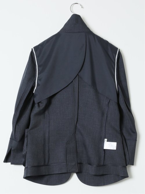 ストレッチ ウォッシャブル 1ボタン 7分袖 ジャケット 紺(セットアップ可能)