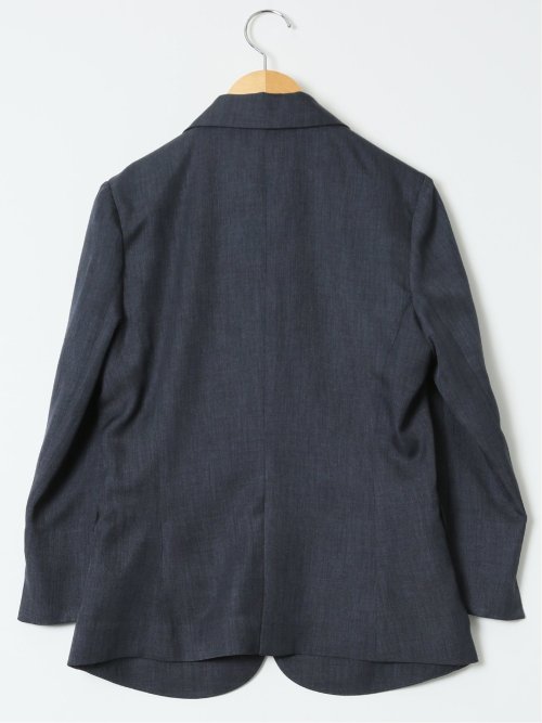 ストレッチ ウォッシャブル 1ボタン 7分袖 ジャケット 紺(セットアップ可能)