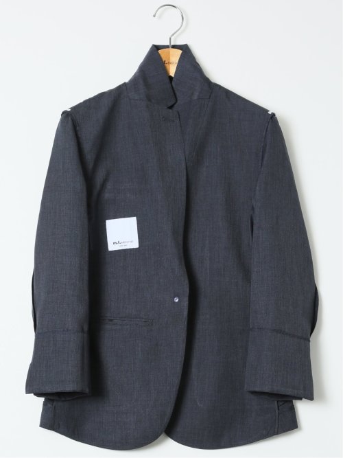 ストレッチ ウォッシャブル 1ボタン 7分袖 ジャケット 紺(セットアップ可能)