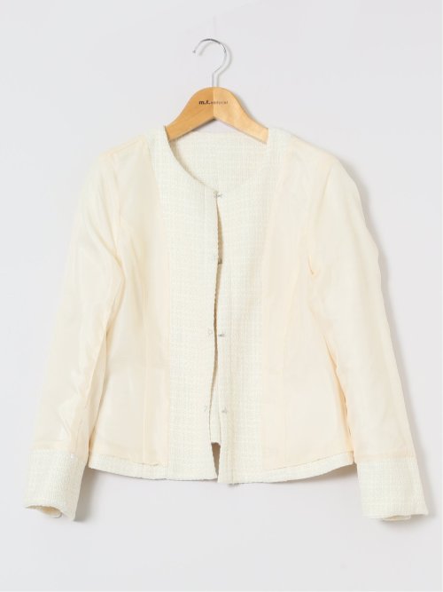 ツイード調 ノーカラージャケット