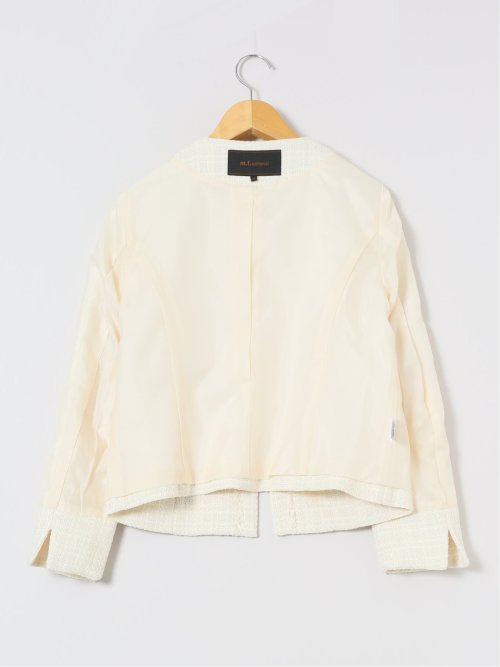 ツイード調 ノーカラージャケット