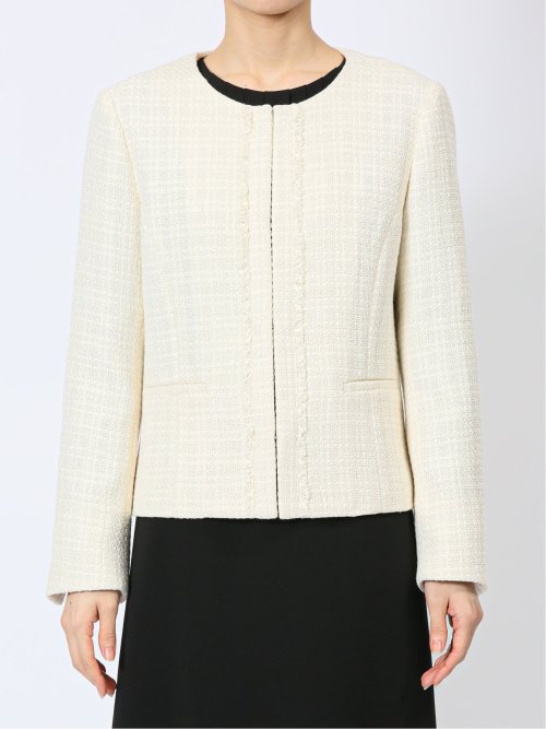 ツイード調 ノーカラージャケット