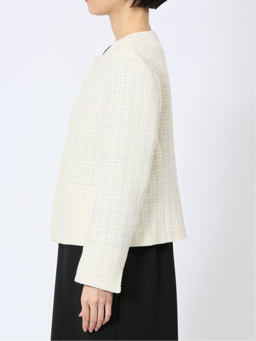 ツイード調 ノーカラージャケット