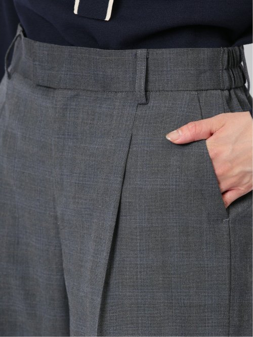 DELEGANT チェック柄 ワイドパンツ グレー(セットアップ可能)(S DELEGANT チェック柄 ワイドパンツ グレー(セットアップ可能)(S