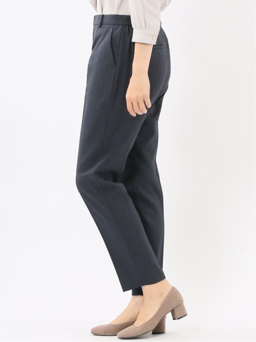 ストレッチウォッシャブル ウール調 テーパードパンツ 紺(セットアップ可能)