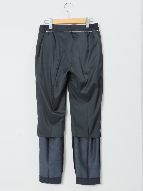 ウール混インディゴ調 テーパードパンツ(セットアップ可能)