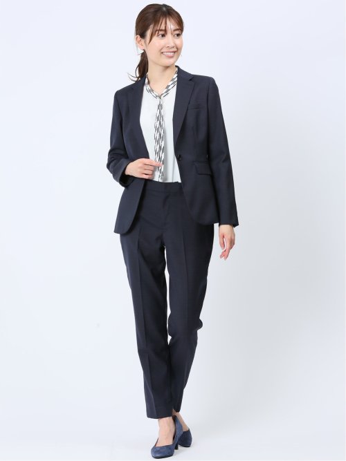 ウール混組織柄 テーパードパンツ(セットアップ可能)