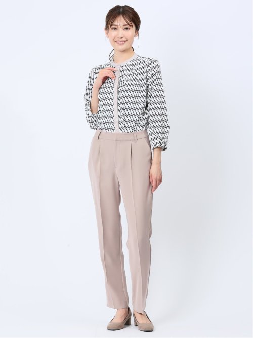 ストレッチウォッシャブル テーパードパンツ 茶(セットアップ可能)