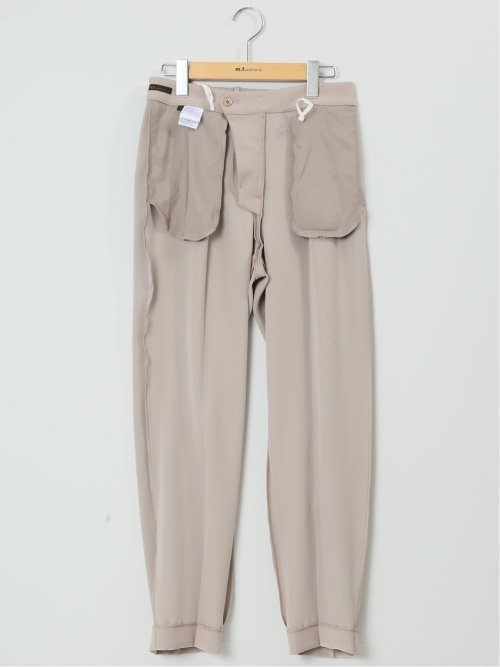 ストレッチウォッシャブル テーパードパンツ 茶(セットアップ可能)