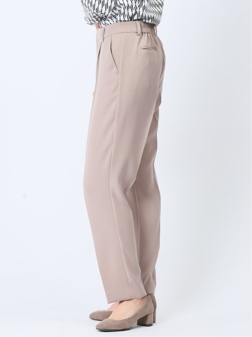 ストレッチウォッシャブル テーパードパンツ 茶(セットアップ可能)