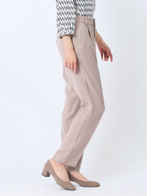 ストレッチウォッシャブル テーパードパンツ 茶(セットアップ可能)