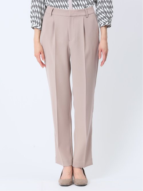 ストレッチウォッシャブル テーパードパンツ 茶(セットアップ可能)