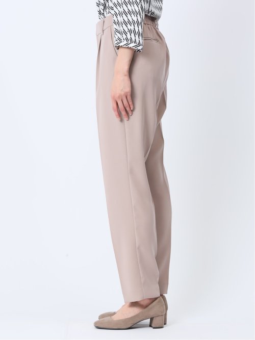 ストレッチウォッシャブル テーパードパンツ 茶(セットアップ可能)