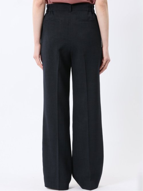 麻調合繊 セミワイドパンツ 紺(セットアップ可能)