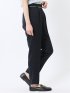 麻調合繊 テーパードパンツ 紺(セットアップ可能)