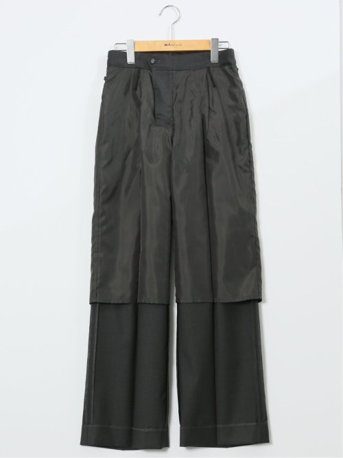 ウォッシャブル クリアツイル タックワイドパンツ グレー(セットアップ可能)