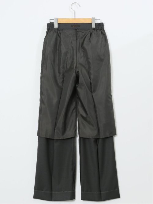 ウォッシャブル クリアツイル タックワイドパンツ グレー(セットアップ可能)