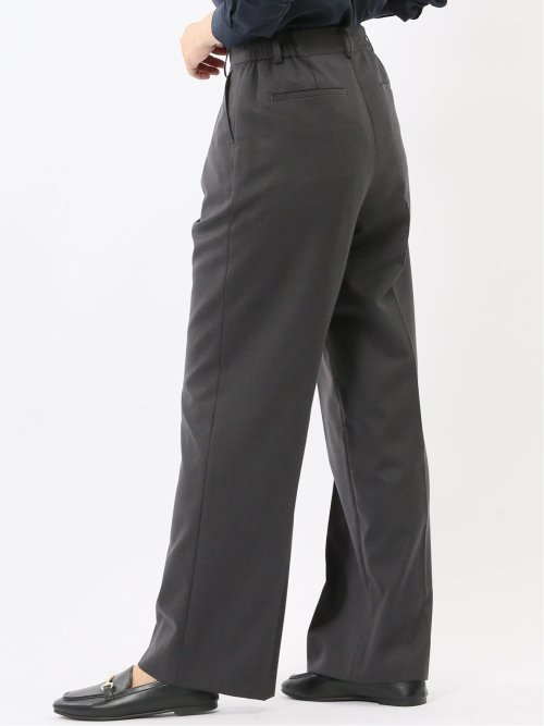 ウォッシャブル クリアツイル タックワイドパンツ グレー(セットアップ可能)