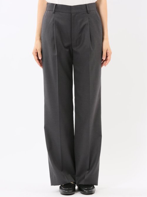 ウォッシャブル クリアツイル タックワイドパンツ グレー(セットアップ可能)