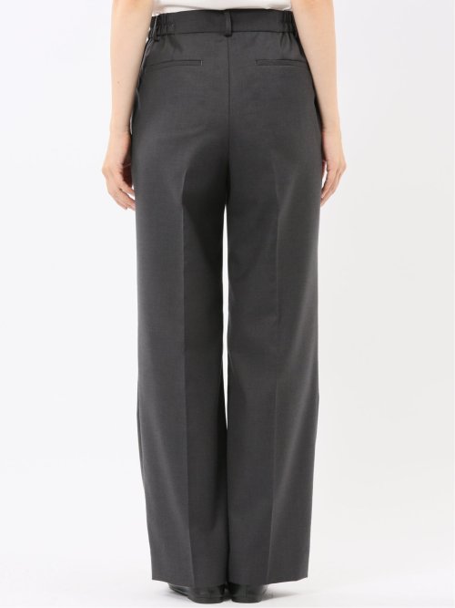 ウォッシャブル クリアツイル タックワイドパンツ グレー(セットアップ可能)