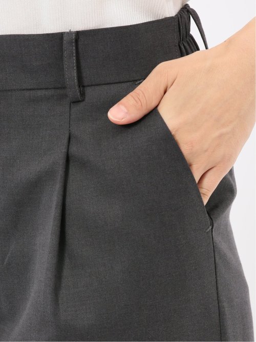 ウォッシャブル クリアツイル タックワイドパンツ グレー(セットアップ可能)