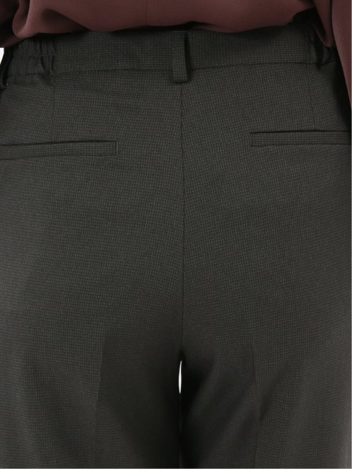ストレッチウォッシャブル ウール調 タックテーパードパンツ 千鳥グレー(セットアップ可能)