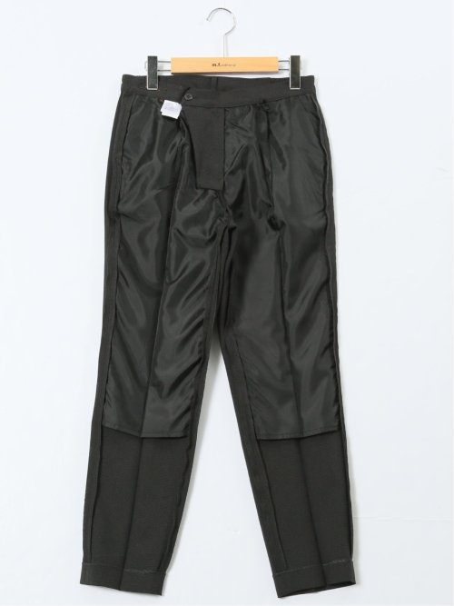 ストレッチウォッシャブル ウール調 タックテーパードパンツ 千鳥グレー(セットアップ可能)