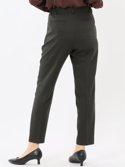 ストレッチウォッシャブル ウール調 タックテーパードパンツ 千鳥グレー(セットアップ可能)