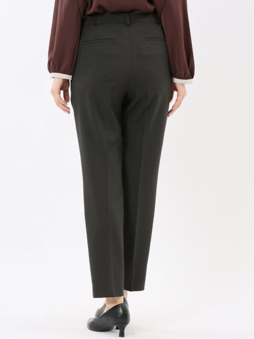 ストレッチウォッシャブル ウール調 タックテーパードパンツ 千鳥グレー(セットアップ可能)