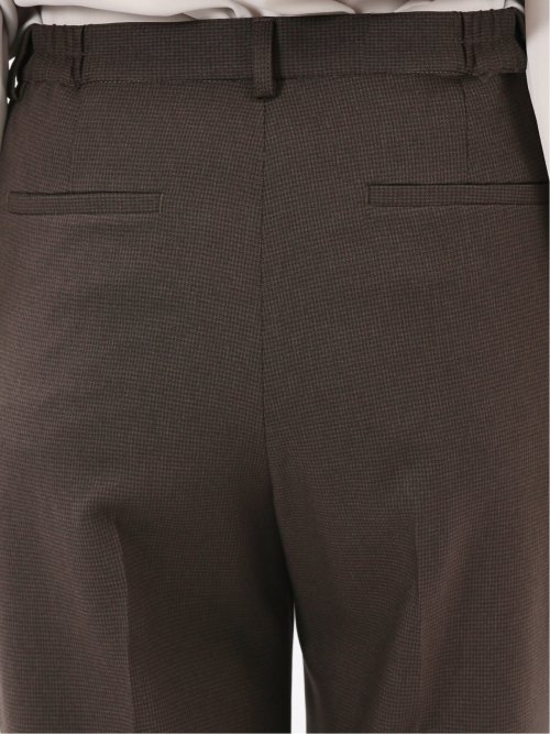 ストレッチウォッシャブル ウール調 タックテーパードパンツ 千鳥こげ茶(セットアップ可能)